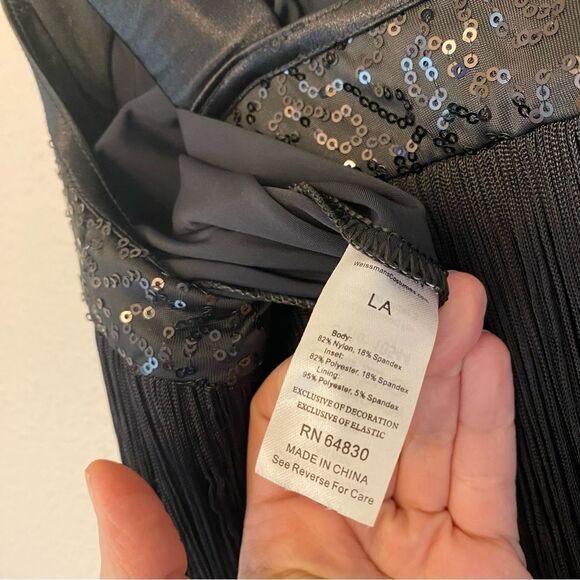 Weissman dance costume black flapper fringe dress Roaring 20'S 10544 LA adult - Picture 10 of 11